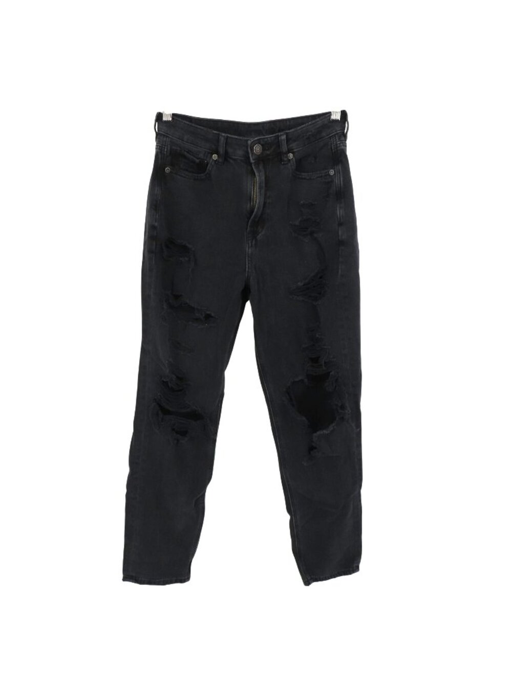 American Eagle Womens 4 Comfort Stretch Black Distressed Destroyed Denim Jeans
